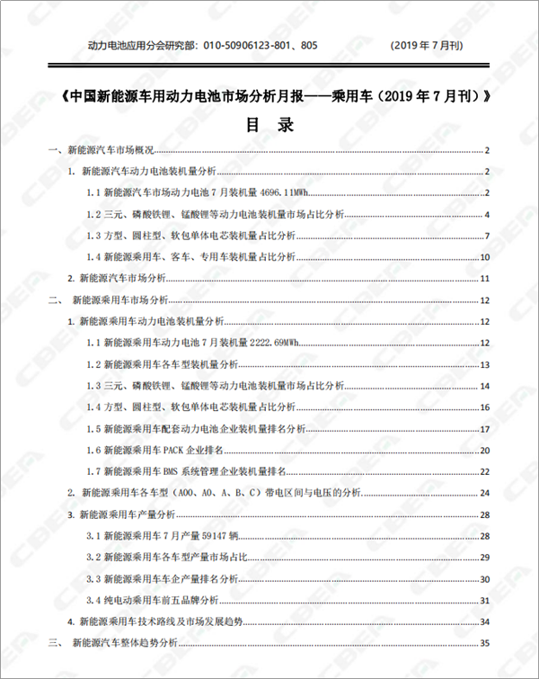 2019中國(guó)新能源車用動(dòng)力電池市場(chǎng)分析月報(bào)——乘用車